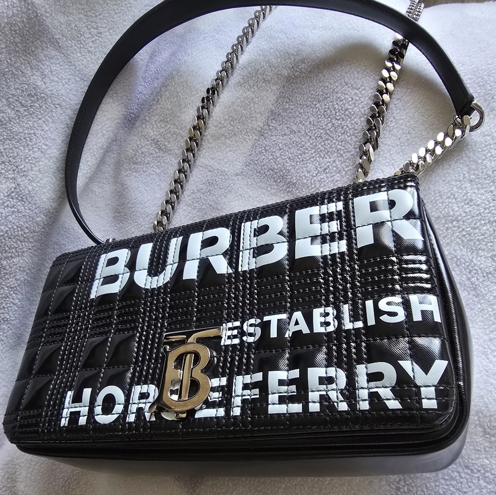Authentic Burberry Horseferry Black Quilted Shoulder Bag Or Crossbody Bag - Picture 4 of 12